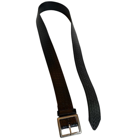 TASK FORCE Black Top Grain Leather Belt Mens Sz L 38-40 Made In USA - Picture 2 of 6